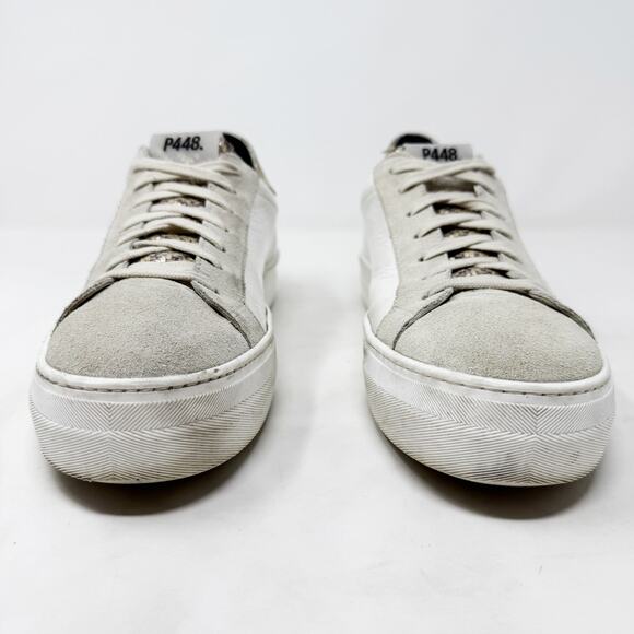 [P448] Thea Platform Lace Up Low Top Sneakers White Gray Sparkle Tweed Size 40 - Picture 8 of 13